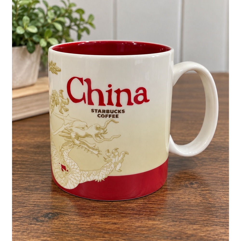 Starbucks China Global Icon Series Coffee Mug 2013 Dragon Red 16 oz Collectible
